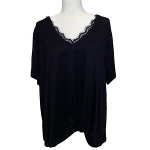 EVRI V-Neck Lace Twist Tee